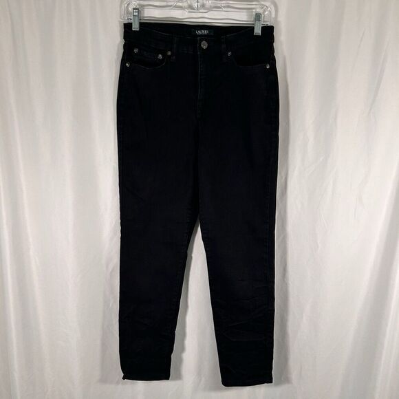 Lauren Ralph Lauren Jeans Women's 8 Black Denim Pockets Button Zip Cotton Blend - Picture 1 of 11